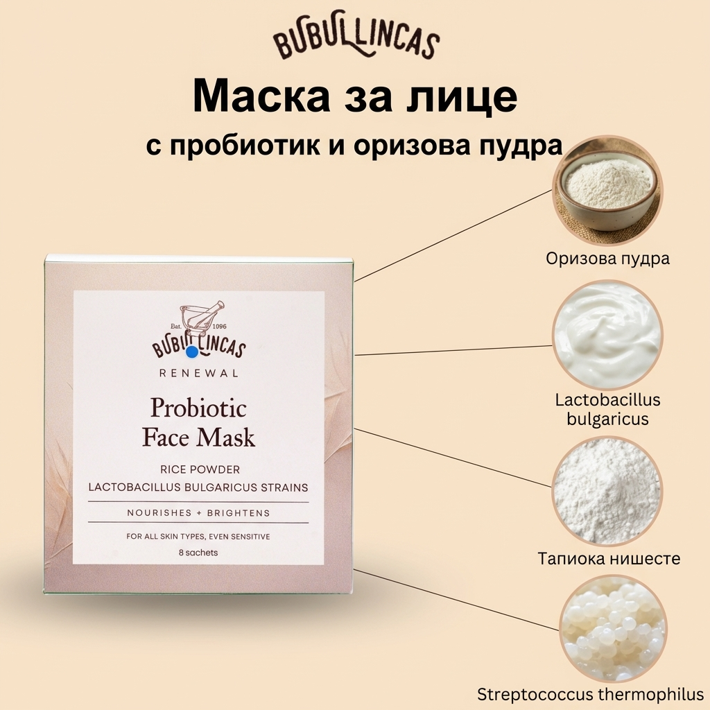 Probiotic Face Mask - Маска за лице с пробиотик и оризова пудра